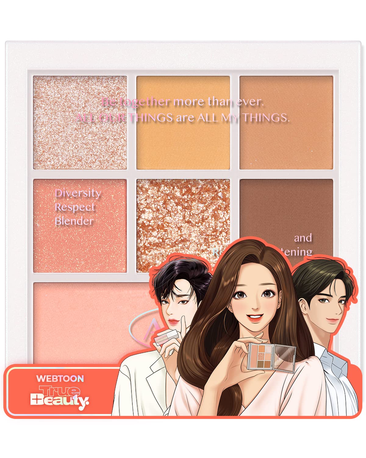 AMTS x True Beauty Edition - Some Sweet EyeShadow Makeup Palette | Matte Shimmer Metallic, Long Lasting, Cheek blush, All My Things, K Beauty, Pink Gold makeup