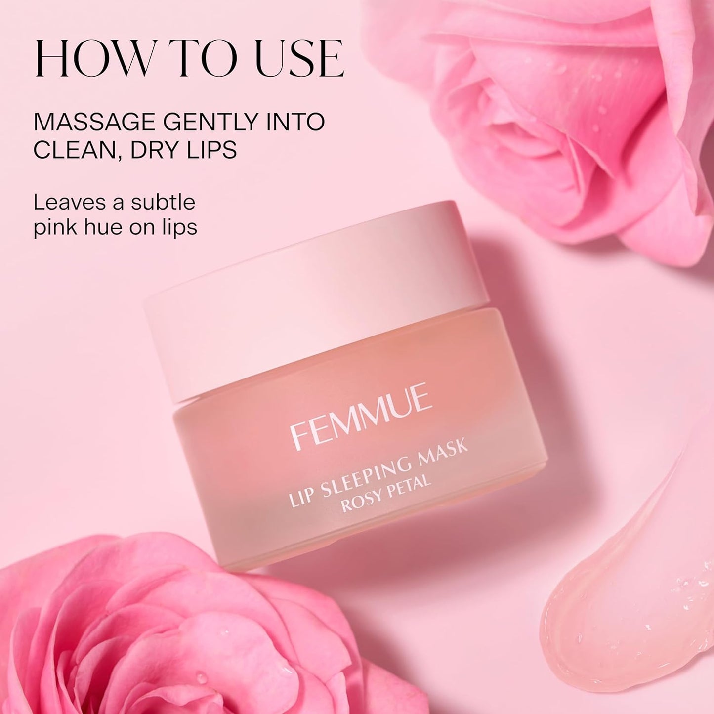Lip Sleeping Mask (Rosy Petal) | Hydrating Balm to Soften Dry, Chapped Lips | Overnight Moisturizing Treatment With Vitamin E | Korean Beauty Skincare