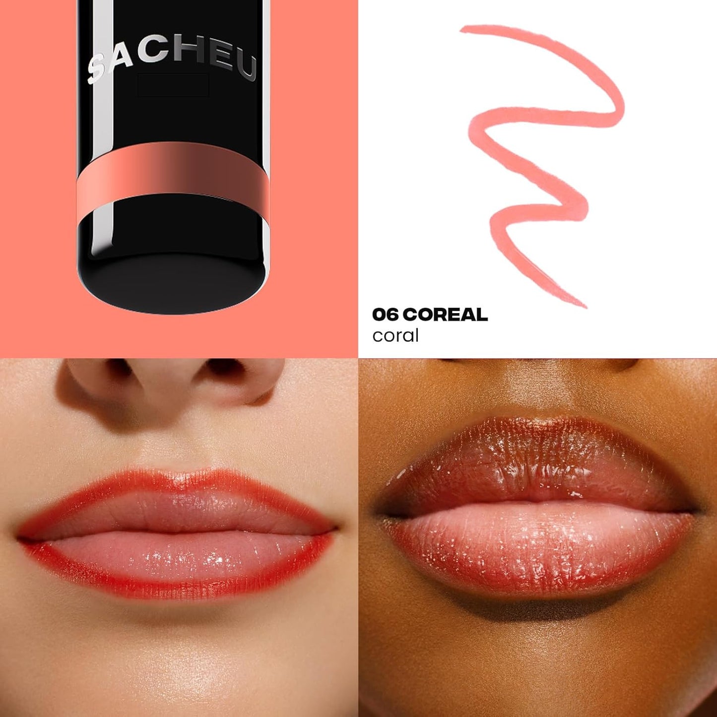 Sacheu Lip Liner STAY-N Peel Off Lip Stain — Long Lasting Matte Lip Tattoo Transfer Proof Lipstain Infused with Hyaluronic Acid & Vitamin E for All Skin Types — Vegan & Cruelty-Free, COREal