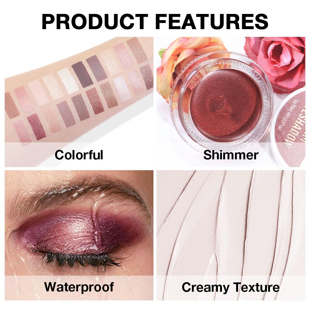 Kaely Single Cream Eyeshadow Pot, Bright Nude Matte Eye Shadow for Older Women High Pigmented Waterproof, Natural Eyeshadow Palette Makeup Brightener, sombras en crema para ojos, Blendable, R01