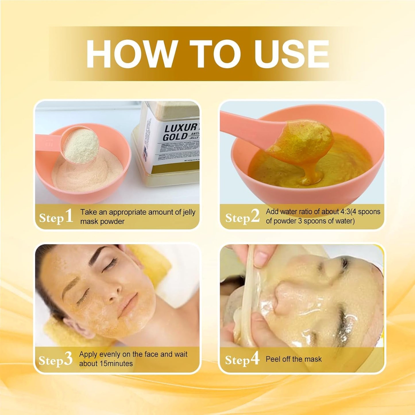 Jelly Mask for Facials Professional, Hydrating & Moisturizing Peel-Off Natural Gel Face Mask SkinCare, Professional Spa Use Jelly Face Masks, Deep Hydration & Glow 23 Fl Oz (24K Gold)