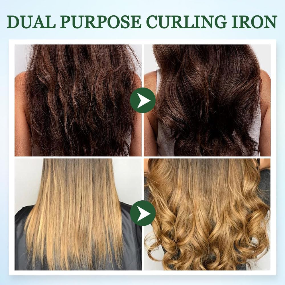 2025 New Mini Dual-Purpose Curling Iron, 2-in-1 Curling Wand Flat Iron Hair Straightener, Travel Curling Iron for All Hair Types (Dark Purple)