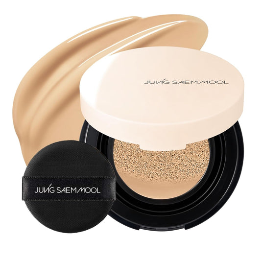 JUNG SAEM MOOL Essential Skin Nuder Cushion Mini 23W Medium Deep 0.17 Fl Oz, Natural Radiant Finish Cushion Foundation with Buildable Coverage, Lightweight Texture, Korean Foundation Makeup