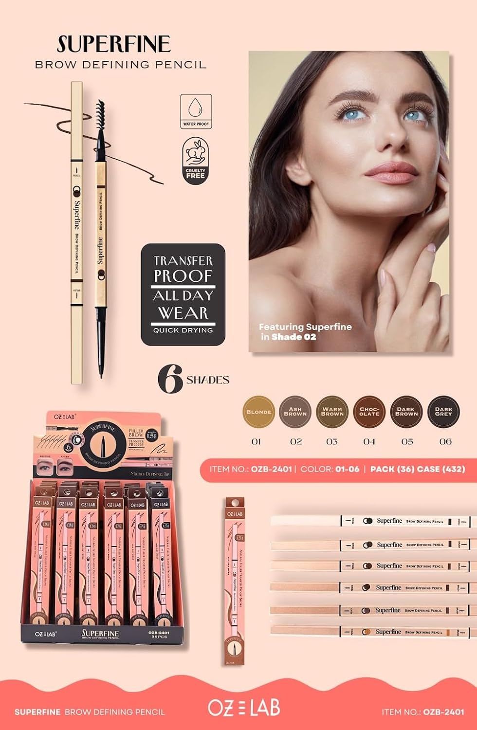 Beauty Superfine Micro Brow Pencil – 1.5mm Ultra-Fine Tip, Waterproof, Vegan Formula, 6 Shades – Long-Lasting Natural Eyebrow Pencil (05 - Dark Brown, 0.08G/0.002 FL.OZ（pack of 1）)