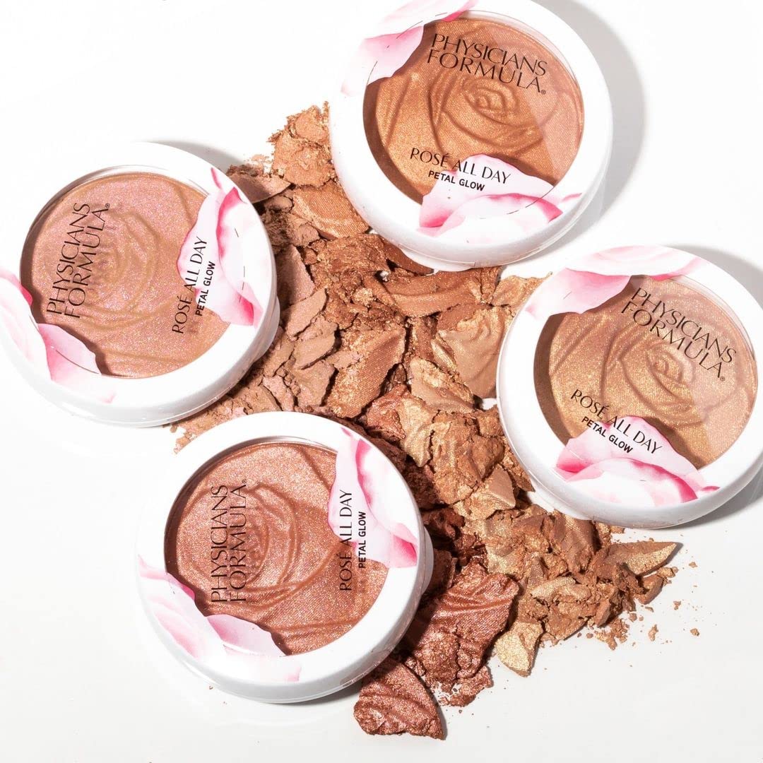 Physicians Formula Rosé All Day Set & Glow Highlighter Face Makeup Powder Sunlit Glow, Dermatologist Approved