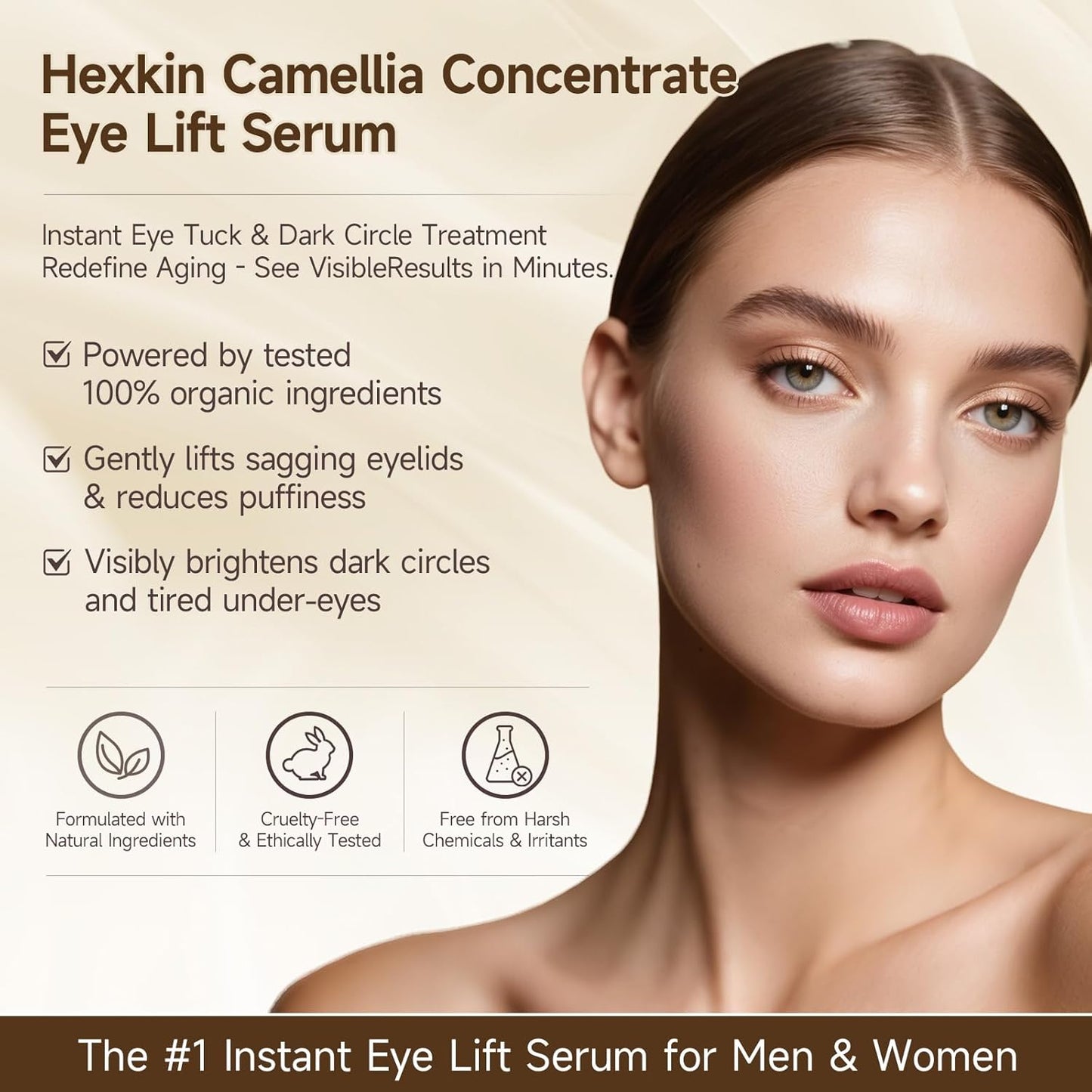 Camellia Concentrate Eye Serum Oil - 0.5 Fl Oz, Natural Dark Circle Treatment, Wrinkle Reduction, Brightens, Nourishes, Smooths Under-Eye, Dropper