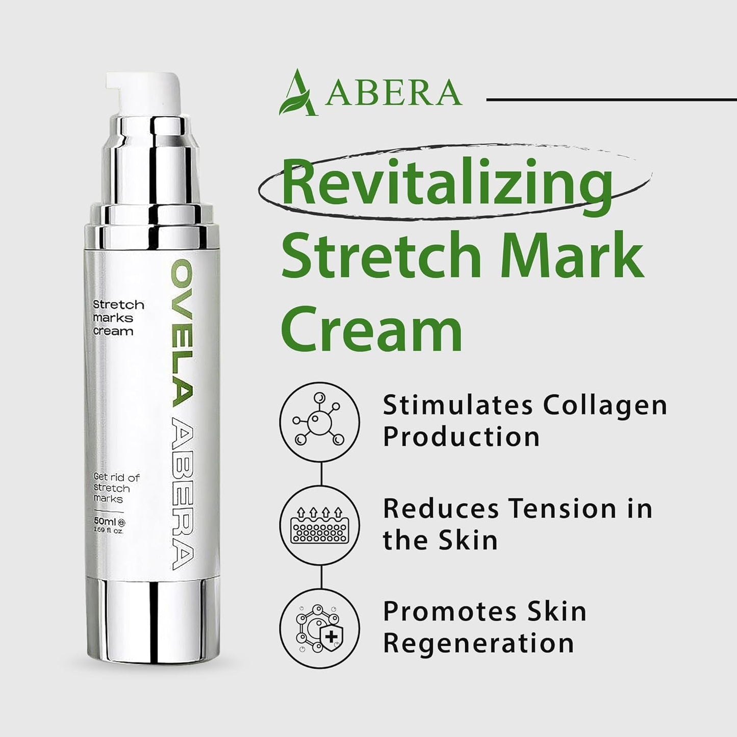 Abera Ovela Stretch Mark Cream, Stretch Marks Treatment For Pregnancy and Weight Fluctuations, Effective Treatment for Stretchmarks in All Skin Types (A. 1 Box + Ice Roller)