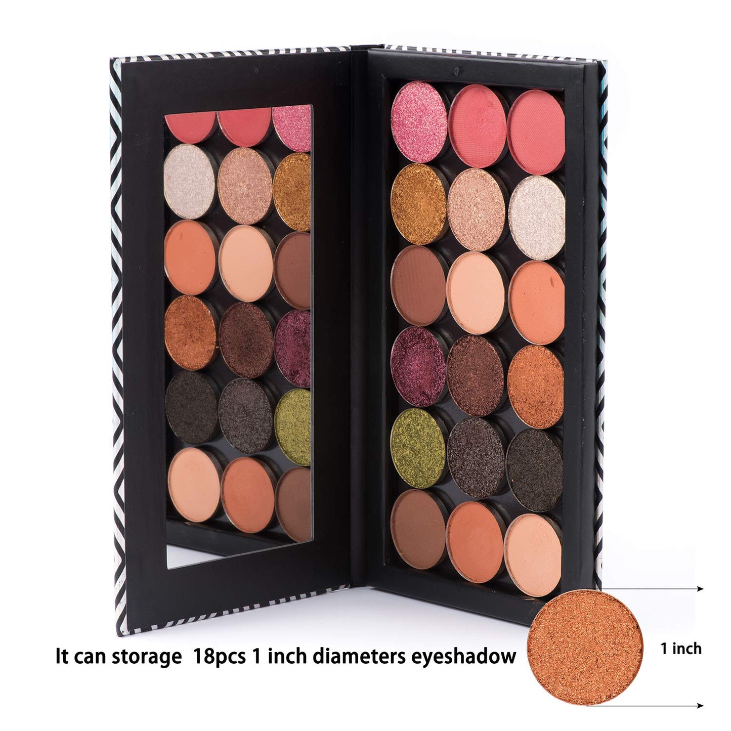 Magnetic Palette Black Empty Makeup Palette with Mirror and 20Pcs Adhesive Empty Palette Metal Stickers for Eyeshadow Lipstick Blush Powder