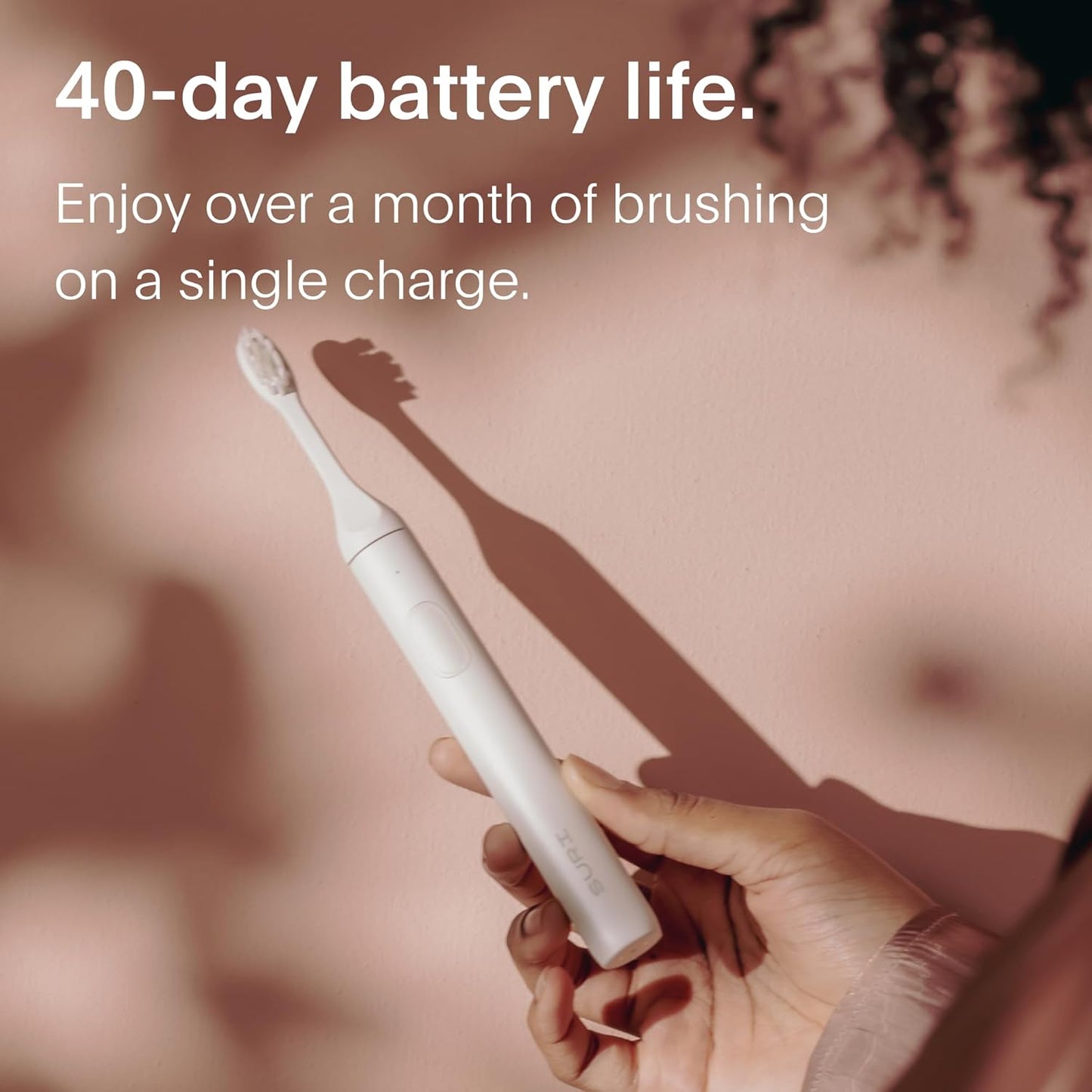 SURI 1.0 Sonic Electric Toothbrush with UV Cleaning Travel Case | 40+Day Battery | Designed in California | Electric Toothbrush for Adults | Travel Toothbrushes | Tooth Brush | White