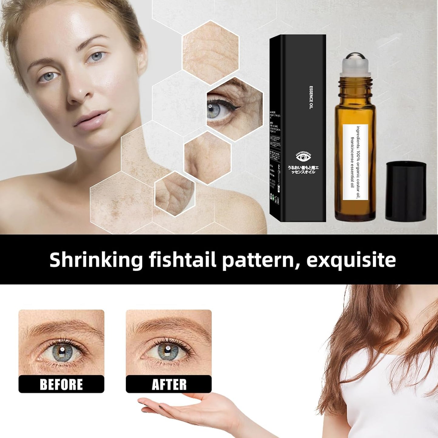 Time Eraser Roller Ball Castor Oil, Castor Oil Frankincense Rollerball, Time Eraser Rollerball for Eyes, Bags Under Eyes, Rollerball Castor Oil (2PCS)