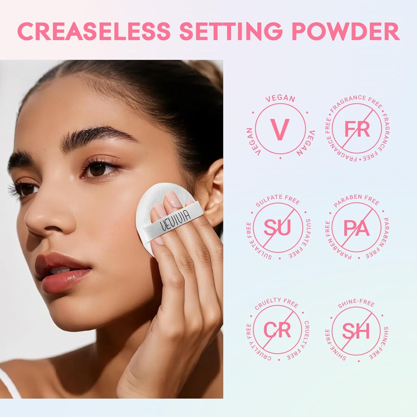 Vevivia Setting Powder - Creaseless Face Powder, Long Lasting Loose Powder Makeup with Blurring and Natural Finish, Loose Setting Powder for All Skin Types, Shine Control, Up to 24 Wear, Lavender