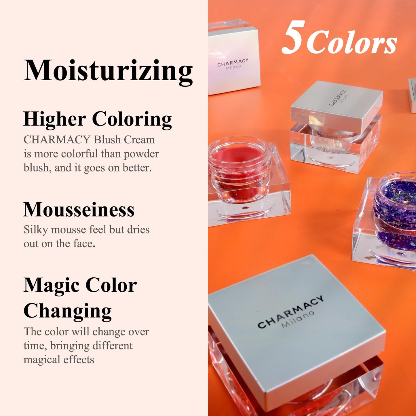 CHARMACY Magic Color Lip & Cheek Balm, PH Color Changing Blusher for Cheeks, Long Lasting Moisturizing Multi Use cream Waterproof Blush Makeup, POMEGRANATE JUICE (#05)