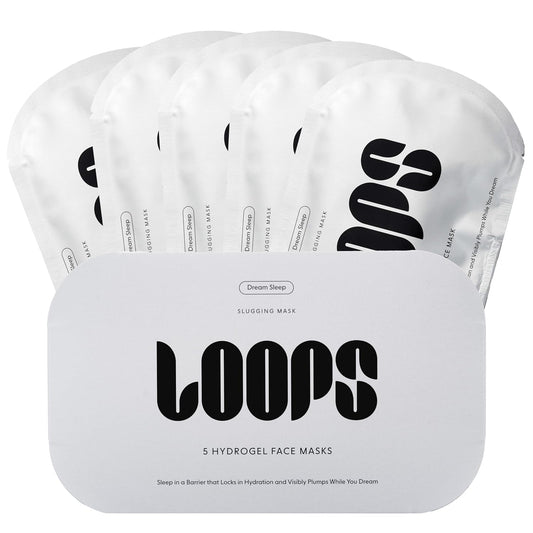 LOOPS DREAM SLEEP - Nighttime Slugging Hydrogel Facial Mask w/Natural Oils, Vitamins, Antioxidants, & Fatty Acids - Restored Skin, Toned, Plump, Hydrated - 5 pc