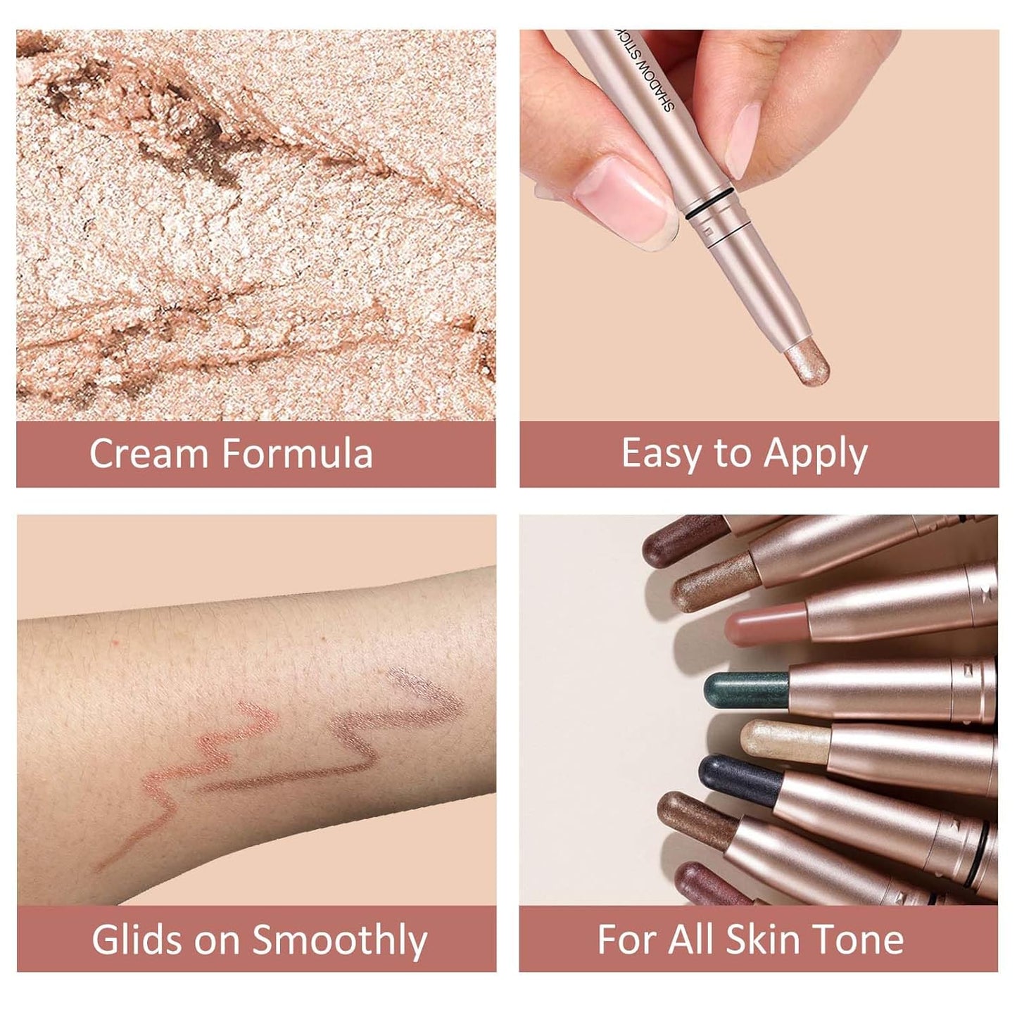 White Cream Eyeshadow Stick, Single Shimmer Eyeshadow Pencil, Waterproof Long Lasting Eye Shadow Stick Makeup, Hypoallergenic High Pigmented Eye Highlighter Pen Create Multi-Dimensional Eyes Look 01#