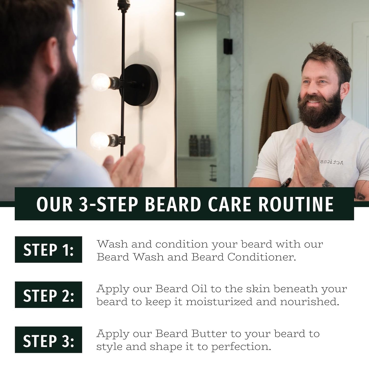 Live Bearded Complete Beard Grooming Kit - Wash, Conditioner, Butter and Oil - Made in the USA with All-Natural Ingredients - Mens Groom Set | American Scent - Cedar, Vetiver, Bergamont