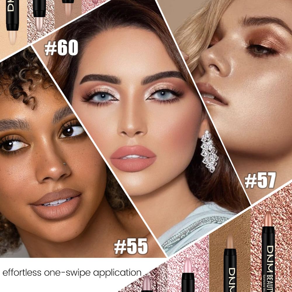 Kaely 8Pcs Cream Eye Shadow Sticks Set, Matte Shimmer Eyeliner Pencil Eyeshadow Palette Makeup, Eye Highlighter Brightener Stick for Older Women Waterproof Pigmented, sombras para ojos, New-09