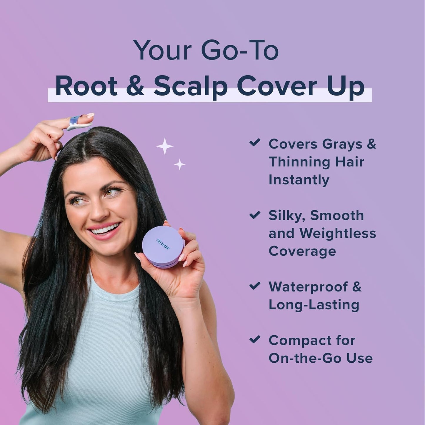 TRUHAIR Root & Scalp Cover Up Refill, Waterproof Pressed Powder for Gray Coverage, Bald Spots & Thinning Hair, Root Touch Up Color, 0.35 oz (Darkest Brown)