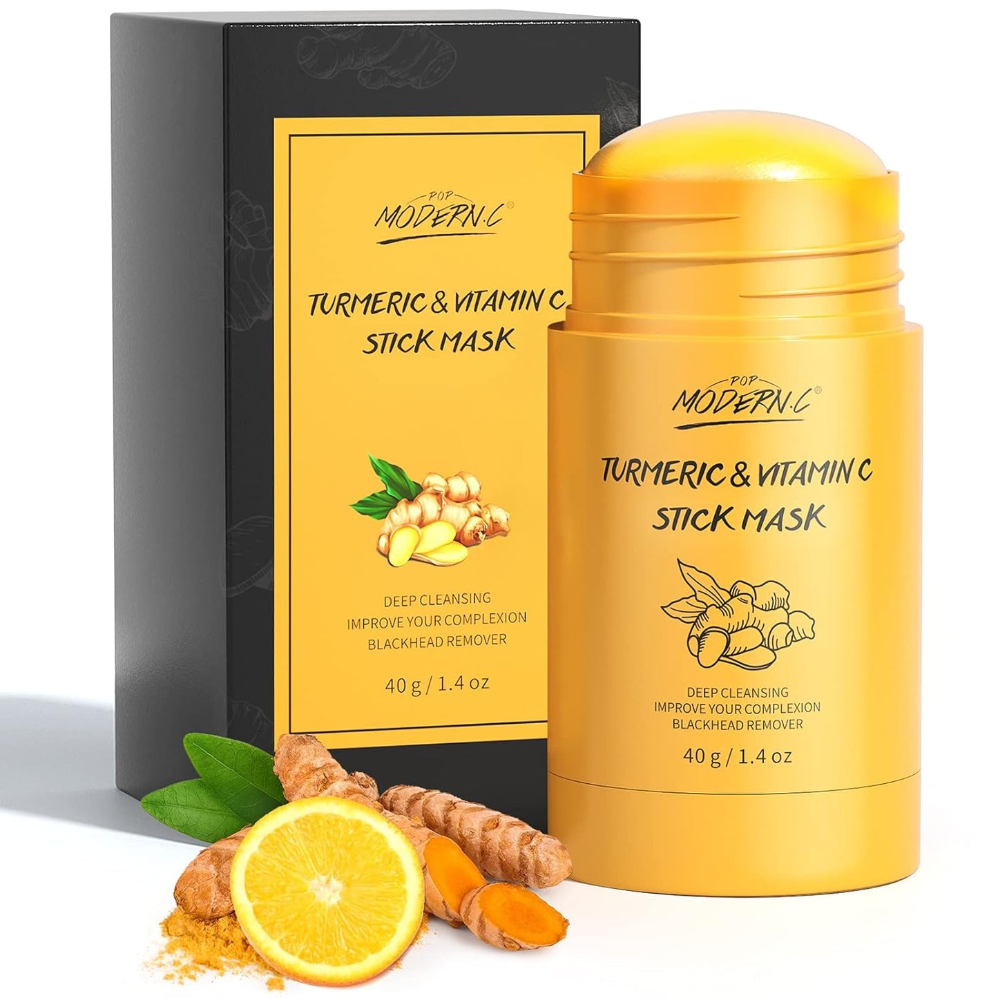 Turmeric Clay Stick Mask Organic Vitamin C Mask for Blackhead Cleansing Clay Mud Mask for Deep Clean Pore Improve Skin Acne Facial Mask With Blackhead Remover Extractor Tools