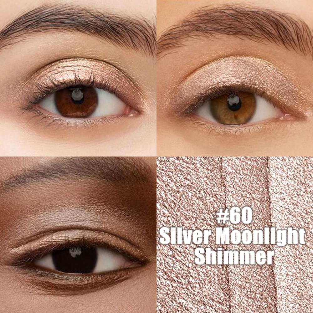 Champagne Silver Shimmer Cream Eye Shadow Stick Makeup for Women, Shimmer Eyeliner Pencil Eyeshadow Brightener Stick for Eyes, Waterproof Eyeshadow Applicator Blendable, sombras para ojos 60#