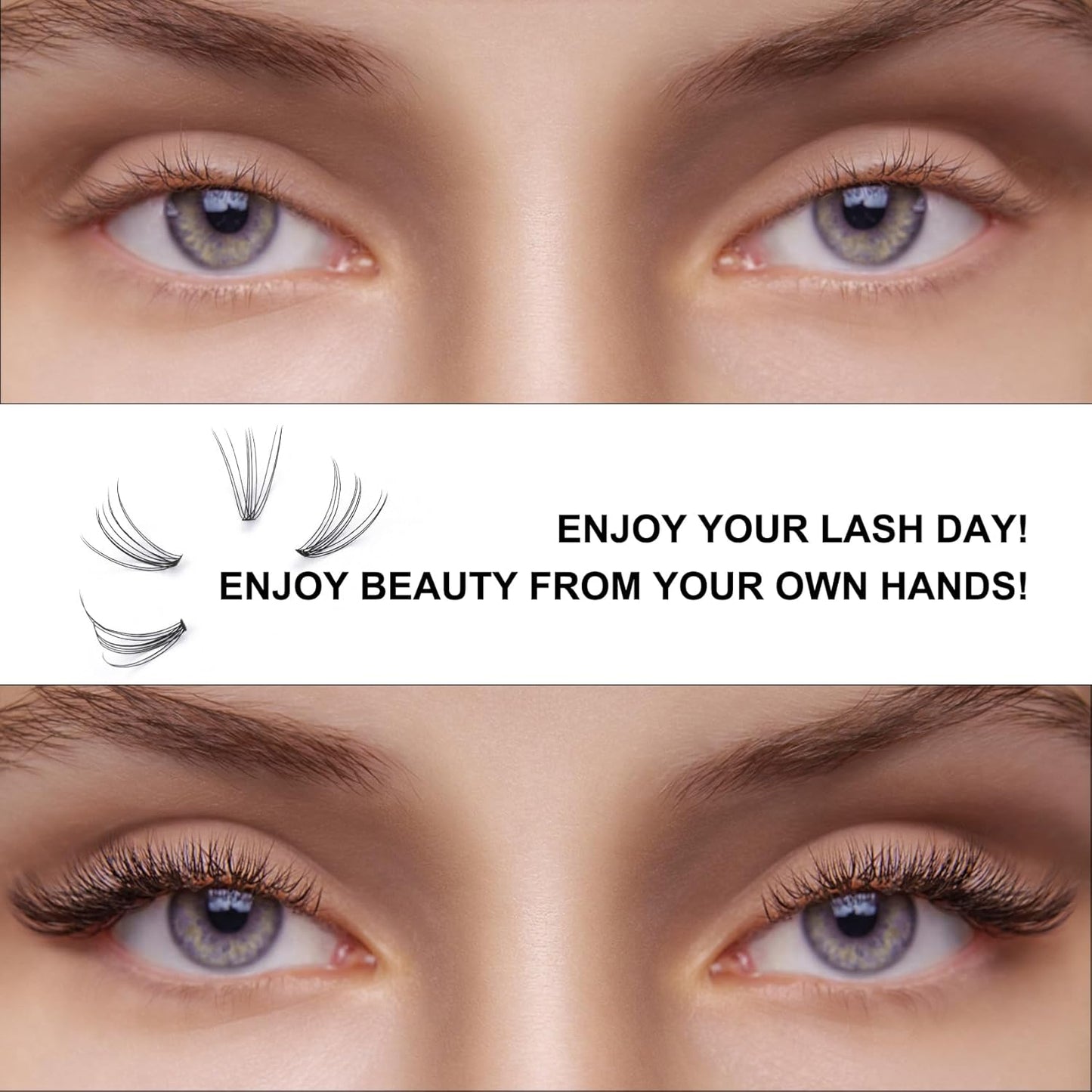 B&Qaugen Individual Lashes 280 Cluster Lashes Clusters Eyelash Clusters 10D 20D DIY Eyelash Extension Lash Clusters Extensions C D Curl Cluster Eyelash Extensions（10D-D-9-16 mix）