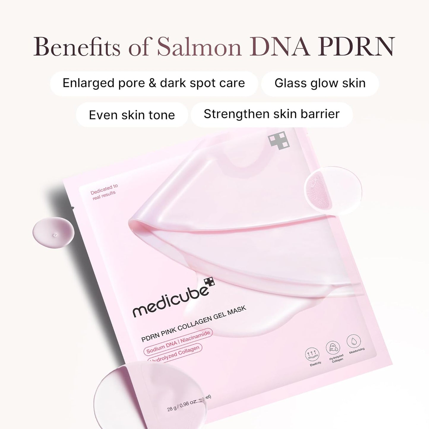 medicube Color-Changing Jelly Mask Set For Uneven Skin Tone & Radiant Glow: Salmon DNA PDRN pink collagen jelly gel mask (4ea) and Kojic Acid Turmeric Brightening Gold Jelly Gel Mask (4ea)