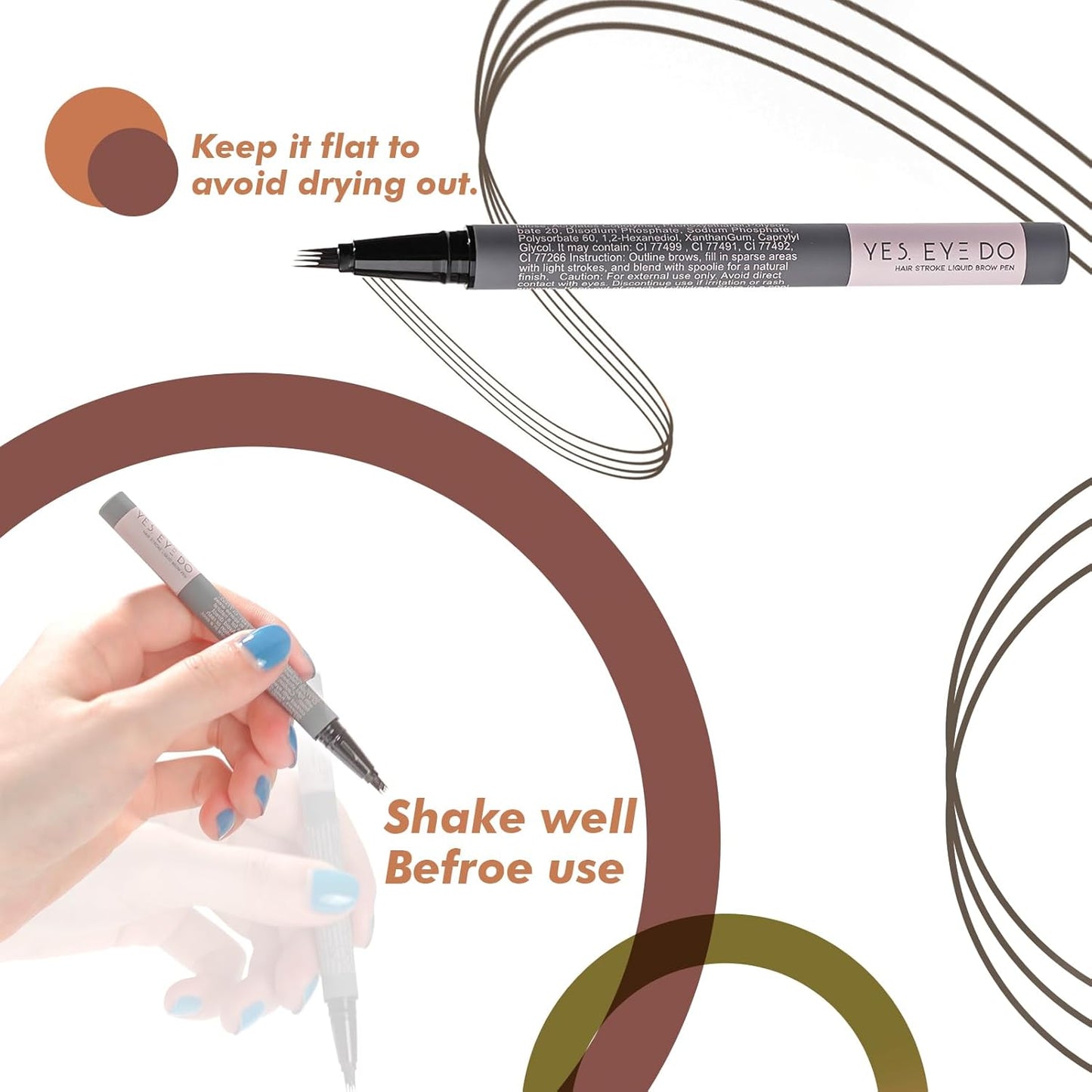 Deep Brown Eyebrow Pencil with 4 Prong Precise Tip, Dark Brown Eyebrow Pen for Natural Hair-Like Brows, Last for 24H YES.EYE DO (Bitter Chocolate-Deep Brown)