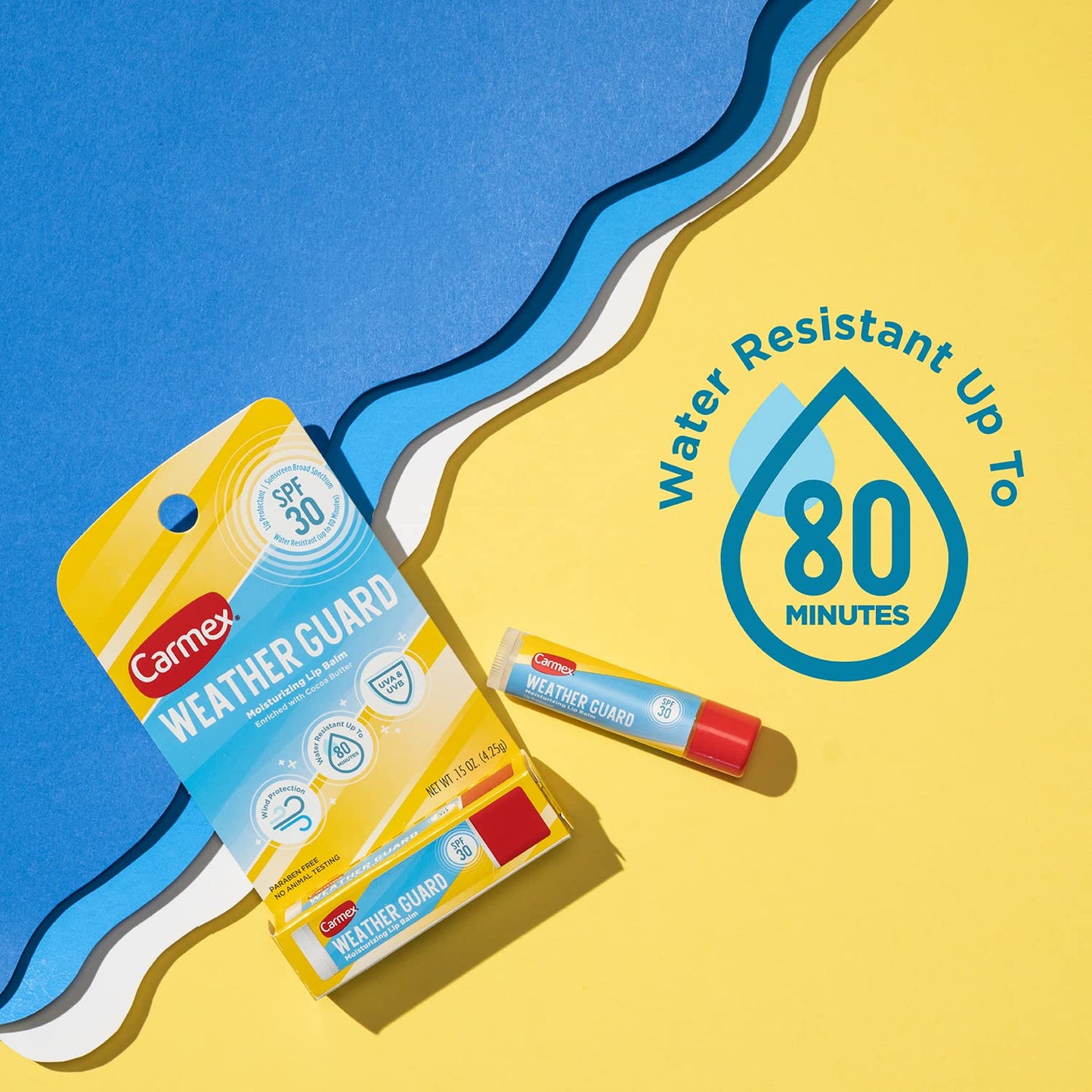Carmex Weather Guard Moisturizing Lip Balm Stick, SPF 30 Sunscreen Broad Spectrum, 6 Count (6 Packs of 1)