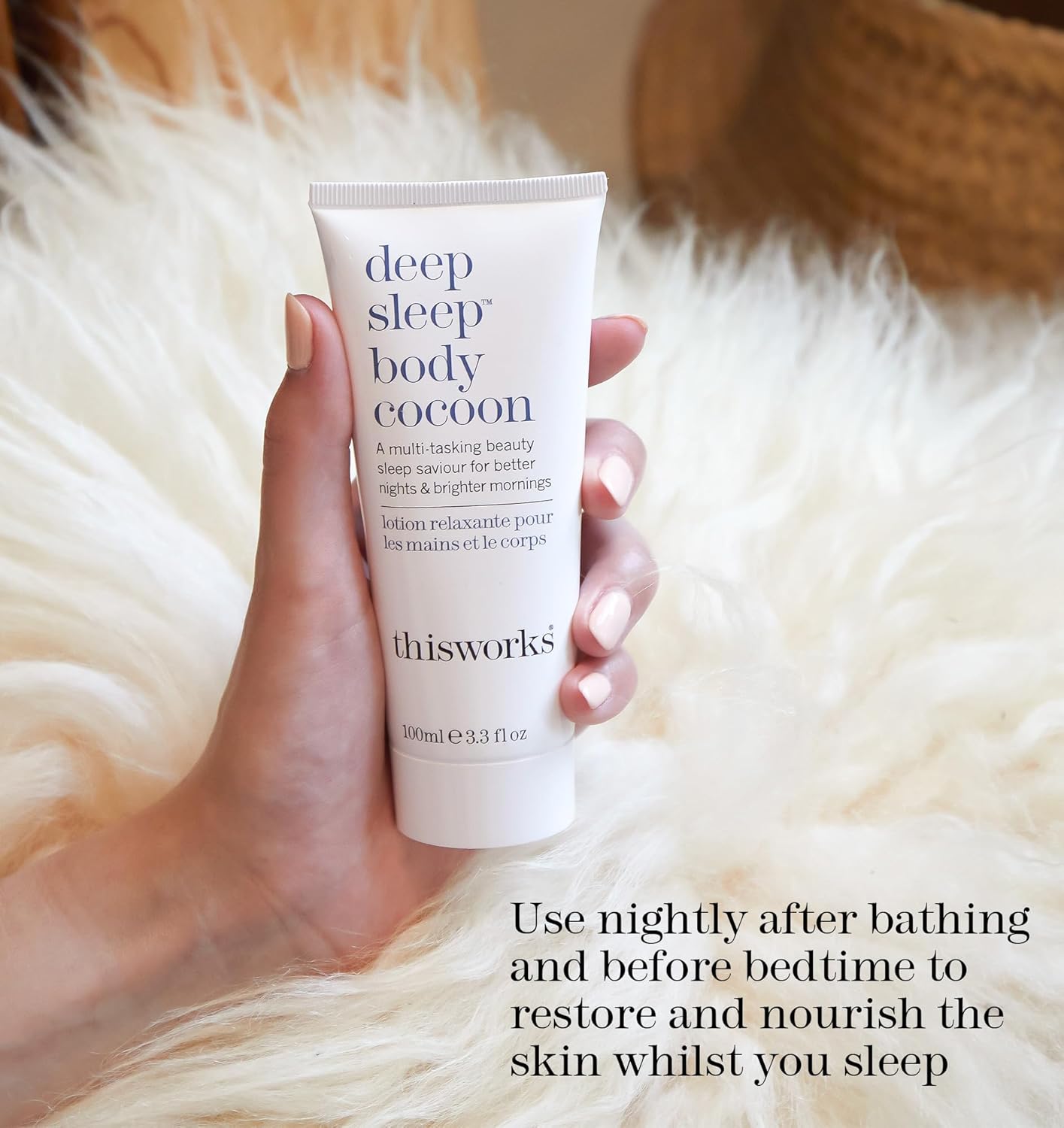 THISWORKS Deep Sleep Body Cocoon – Hydrating Body Lotion with Lavender, Chamomile & Vetivert – Soothing Nighttime Moisturizer for Dry Skin, Promotes Relaxation & Better Sleep – 100ml