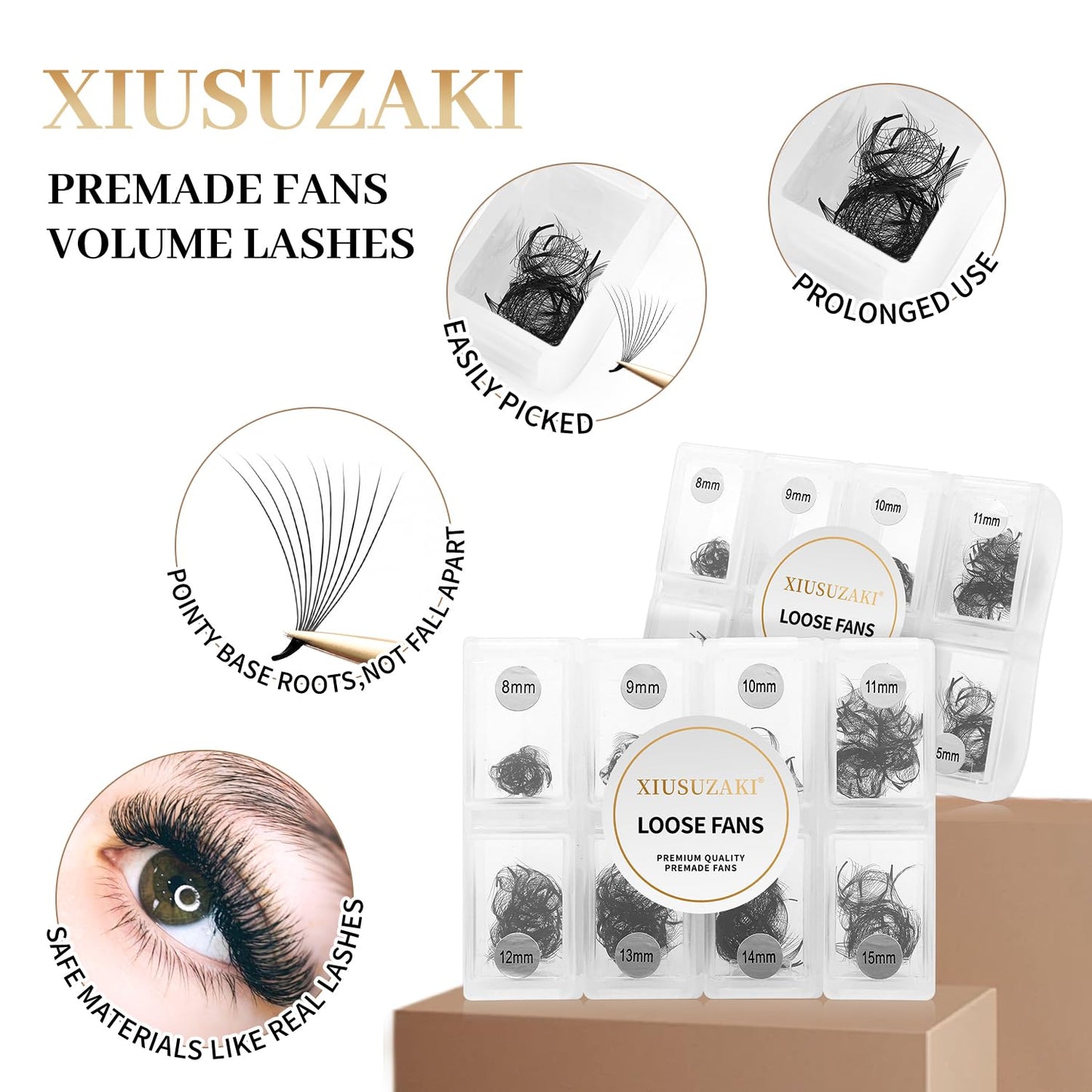 Premade 600 Lash Fans 12D Volume Eyelash Extensions 0.07mm D Curl Mix 8-15mm Fluffy Soft
