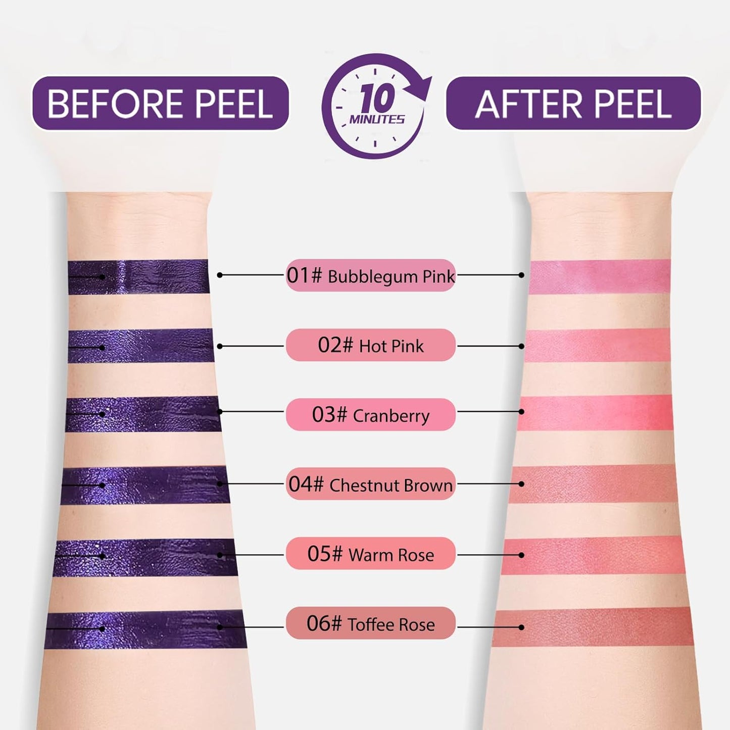 Lip Stain Peel Off, All Day Lip Liner Tint with Tweezer, Long Lasting Waterproof Transfer-Proof, Matte Lip Stains Makeup, Highly Pigmented Color, Warm Rose