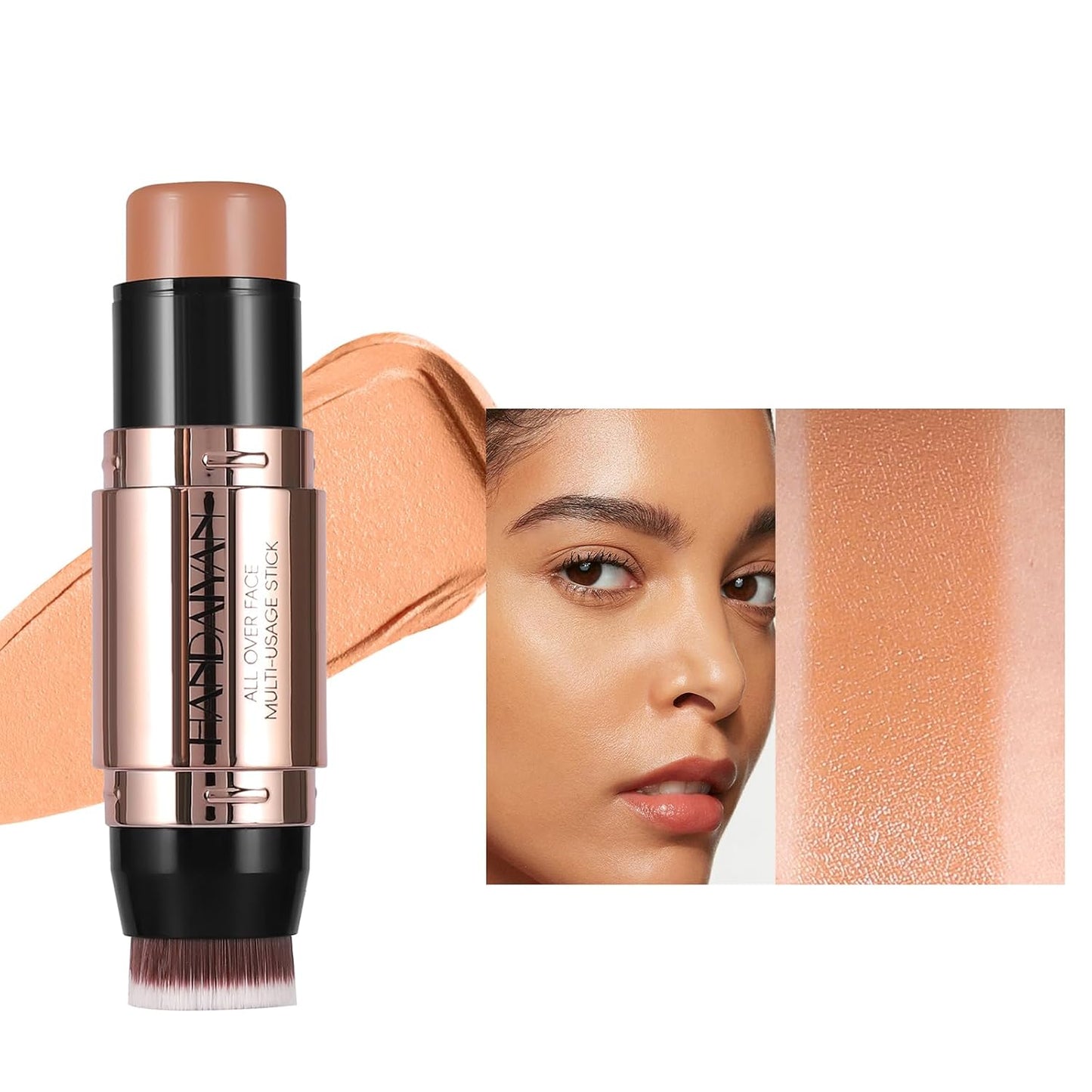 8 Colors Cream Contour Sticks Makeup Kit, Dual-Ended Concealer Stick With Soft Brush, Non-Greasy Long-Wear Face Primer Multi-Use Contouring Pen, Full Coverage Shades Corrector Concealer (06#)