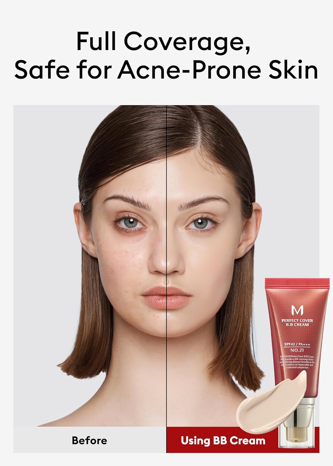 MISSHA M Perfect Cover BB Cream Dual Pack No.21 Light Beige - Light with Cool Undertone SPF 42 PA +++ 1.69 Fl Oz - Tinted Moisturizer with SPF