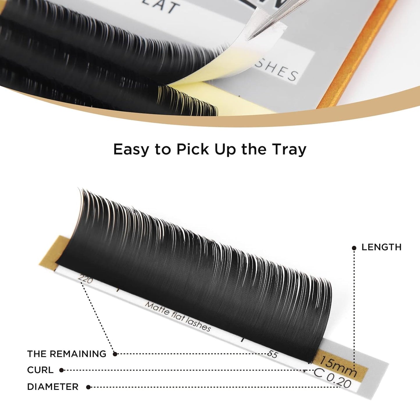LASHVIEW Eyelash Extensions,Ellipse Flat Eyelash Extensions 0.15mm C Curl 13mm, Black,Individual Lashes,Super Matte Extremely Soft Professional Salon Use