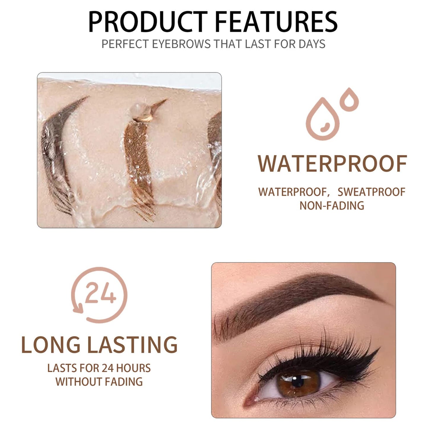MAEPEOR Waterproof Eyebrow Gel 8 Colors Full-pigmented Long Lasting Liquid Brow Gel for Fuller & Defined Looking (#06 Auburn）