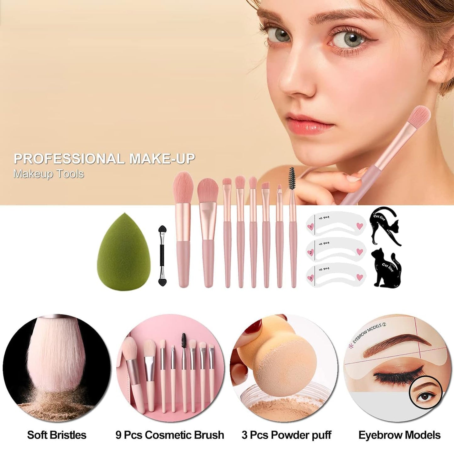M All In One Makeup Kit, Makeup Kit for Women Full Kit,Multipurpose Women's Cosmetics Set,Beginners and Professionals Alike,Easy to Carry(DLS-Black)
