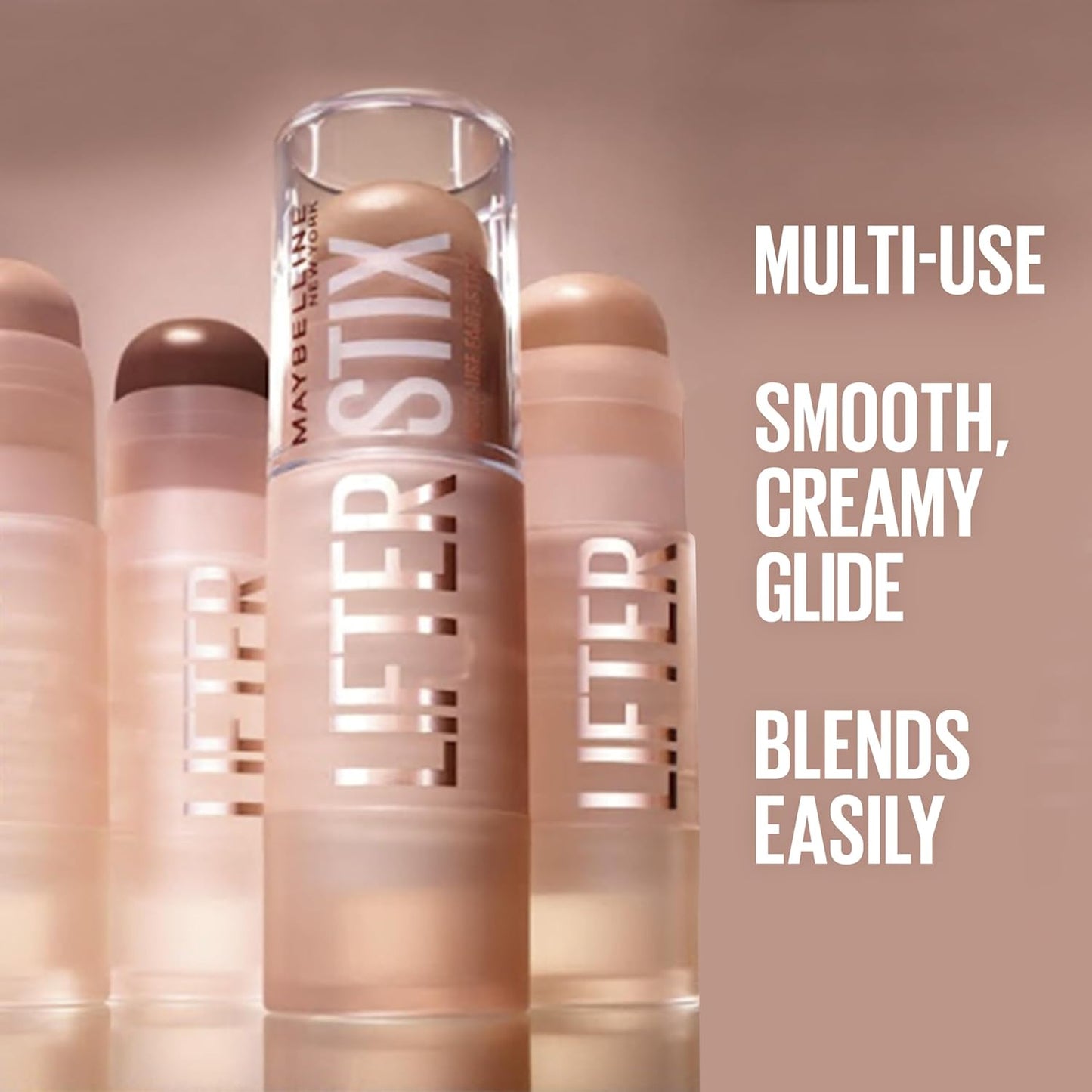 Maybelline Lifter Stix Multi-Use Face Stick - Contour, Bronzer, Concealer and Foundation Stick, All-In-One Creamy Face Makeup with Cranberry Seed Oil, 25, 1 Count