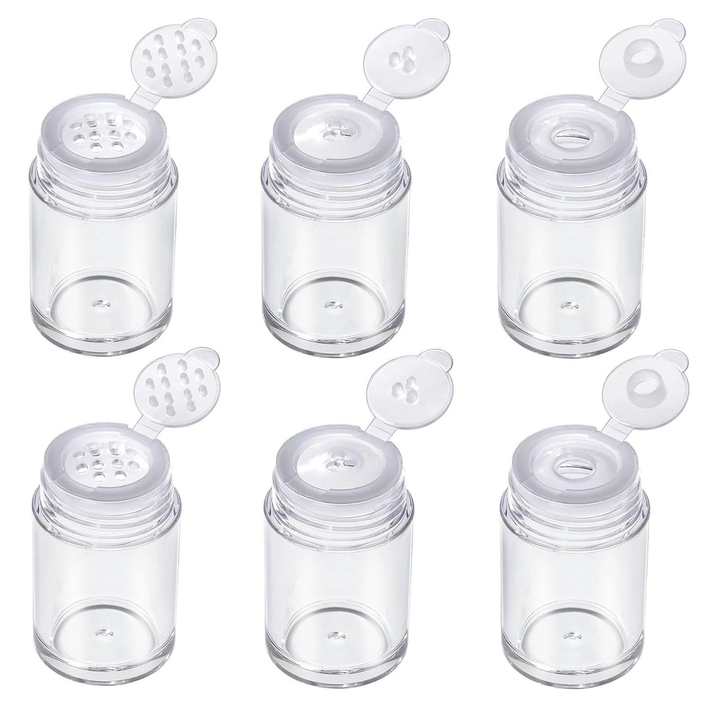 RAYNAG 6 Pieces Mini Empty Loose Powder Bottle Travel Cosmetic Glitter Powder Eye Shadow Shaker Bottle with Sifter and Lids (3 Style)