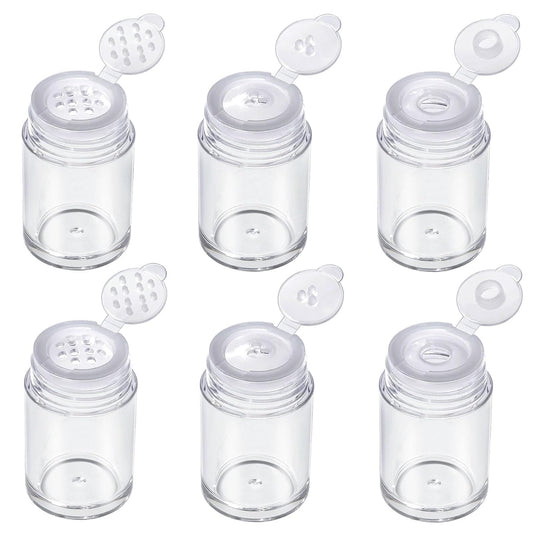 RAYNAG 6 Pieces Mini Empty Loose Powder Bottle Travel Cosmetic Glitter Powder Eye Shadow Shaker Bottle with Sifter and Lids (3 Style)