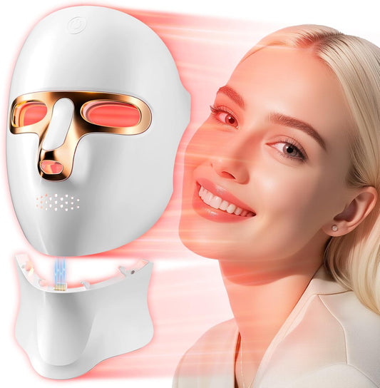 Red Light Therapy Mask for Face,Cordless 120 LED Face Mask Light Therapy with Neck Device,USB C Rechargeable,Infrared Light Therapy Mask for Home Working Travel Yoga Sleep