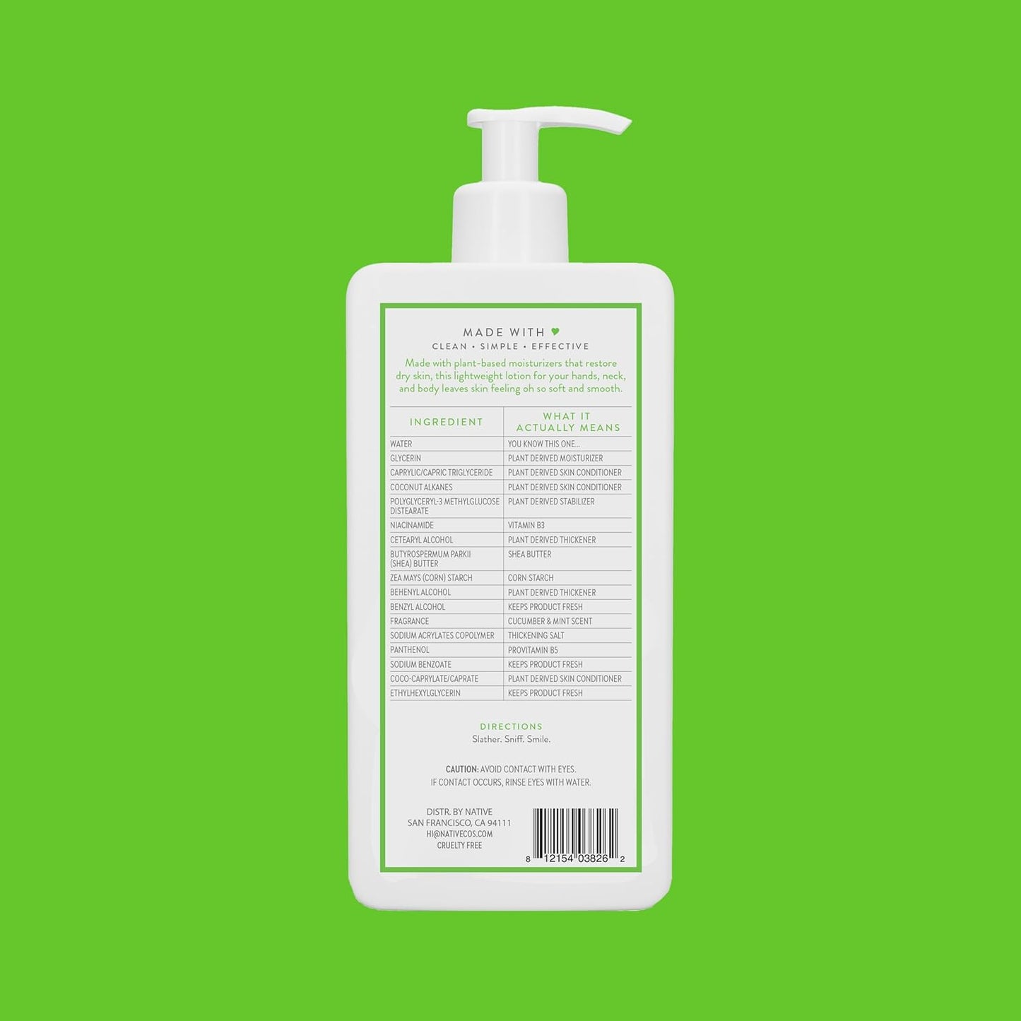 Native Body Lotion Contains Naturally Derived Plant-Based Moisturizers for Women and Men | Restores Dry Skin, Cucumber & Mint, 16.5 fl oz