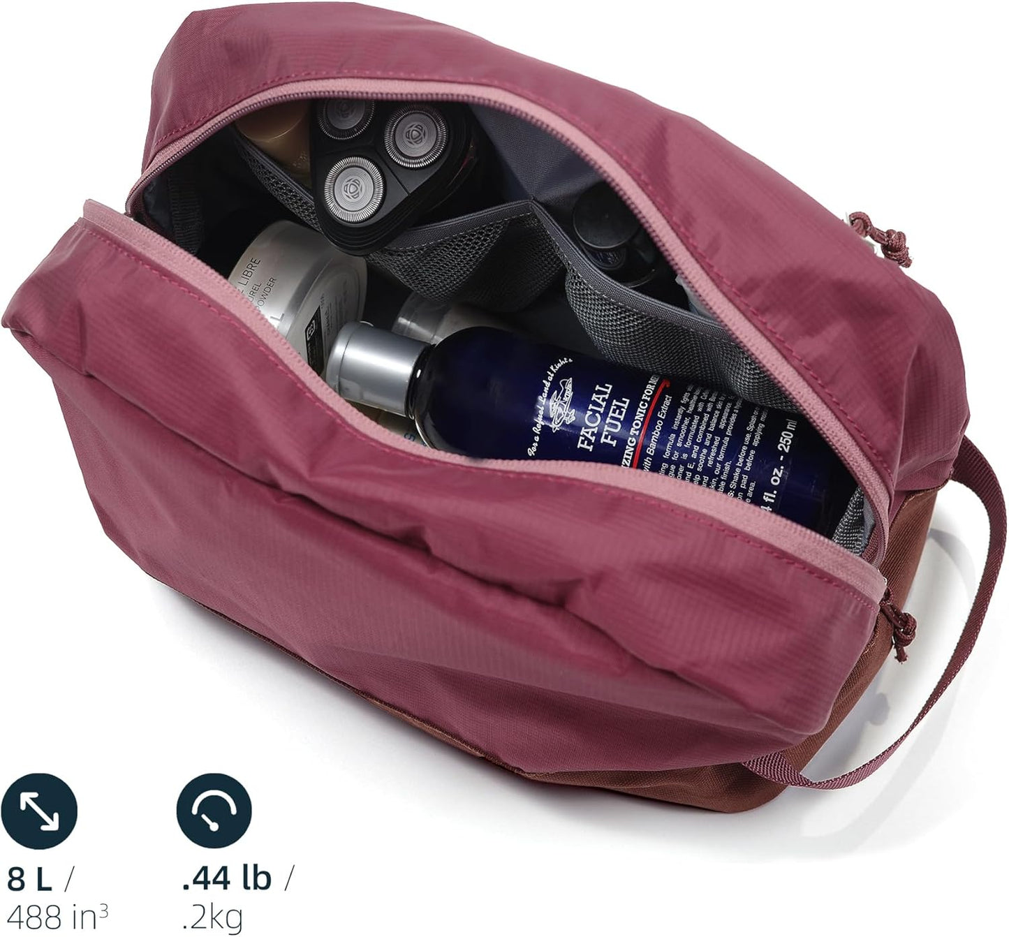 Travel Toiletry Bag 8L for Women, Large Packing Cube with Waterproof TPU Wet/Dry Compartment (02 Valkyrie Red)