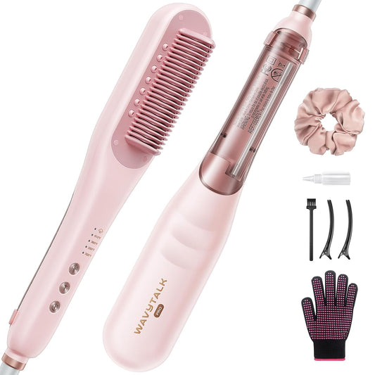 Wavytalk Pro Steam Hair Straightener Brush, Steamline Pro 3 in 1 Straightening Brush, Steam Reduces Damage, Nourishes Hair, and Expedites Straightening