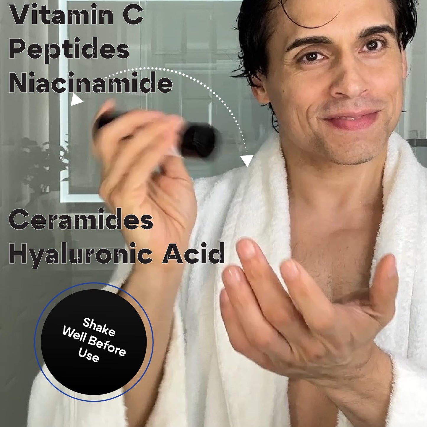 Titan Anti-Aging Peptides Serum for Face – High Potency Mens Peptide Serum Moisturizer – Mens Skin Care – Men, Dark Spots, Wrinkles, Fine Lines – Peptides, 5% Niacinamide, HA – Unscented