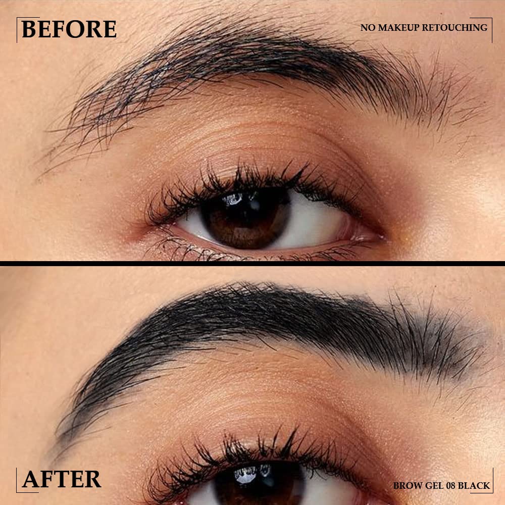 Tinted Thickening Brow Mascara,Brow Fast Sculpt,Waterproof, Transfer-proof, Brush to Fill in Eyebrows and Cover Gray Hairs - Cruelty Free - Light Medium Brown (1pc 08 Black)