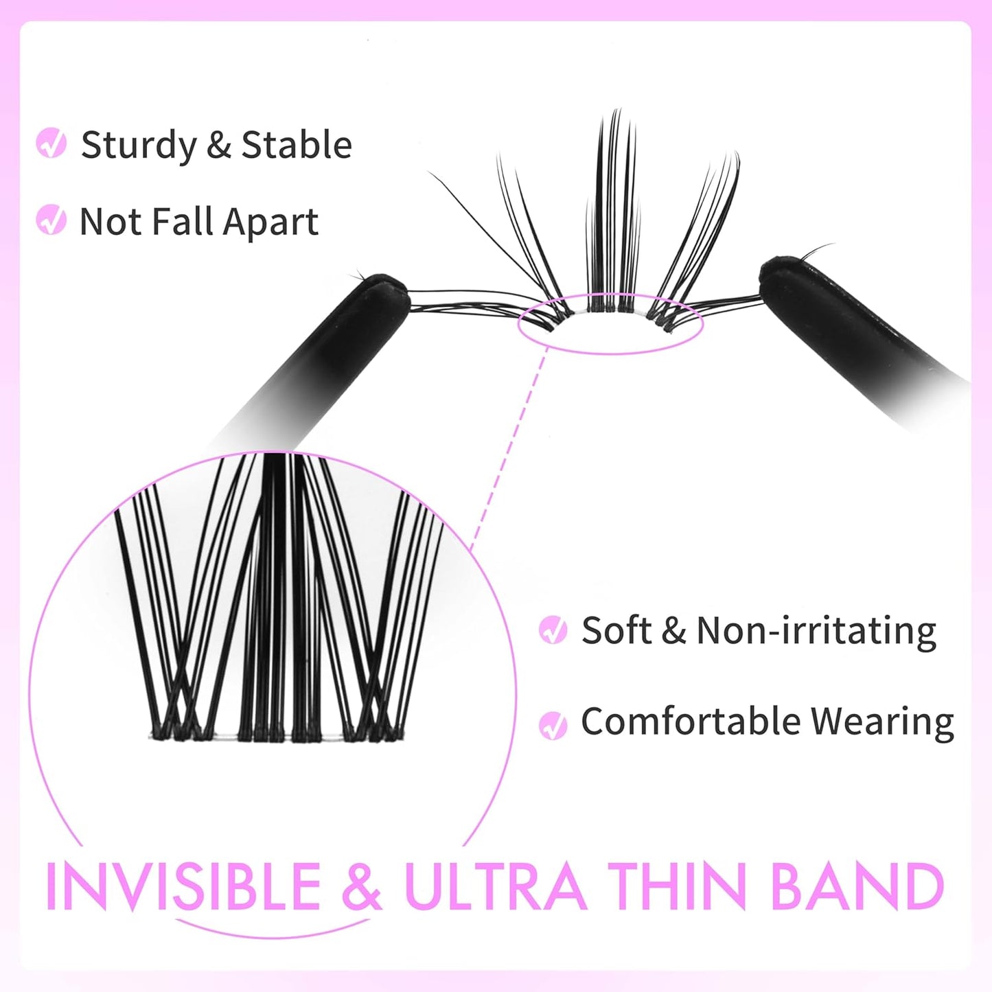 VEYESBEAUTY Lash Clusters Kit Eyelash Extensions Thin & Invisible Band DIY Individual False Eyelashes Newbie's Five-Second Series Wispy Lash Tray for Self-application, Manga Lash 8-18mm Mixed Length