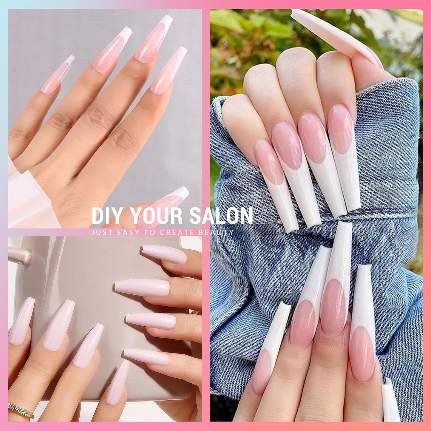 Ranrose 240pcs Nails Tips Coffin: XXL Super Long Half Matte False Nails 12 Sizes C Cruve Acrylic Nails, Coffin Press on Nails Extension For Nail Salons DIY