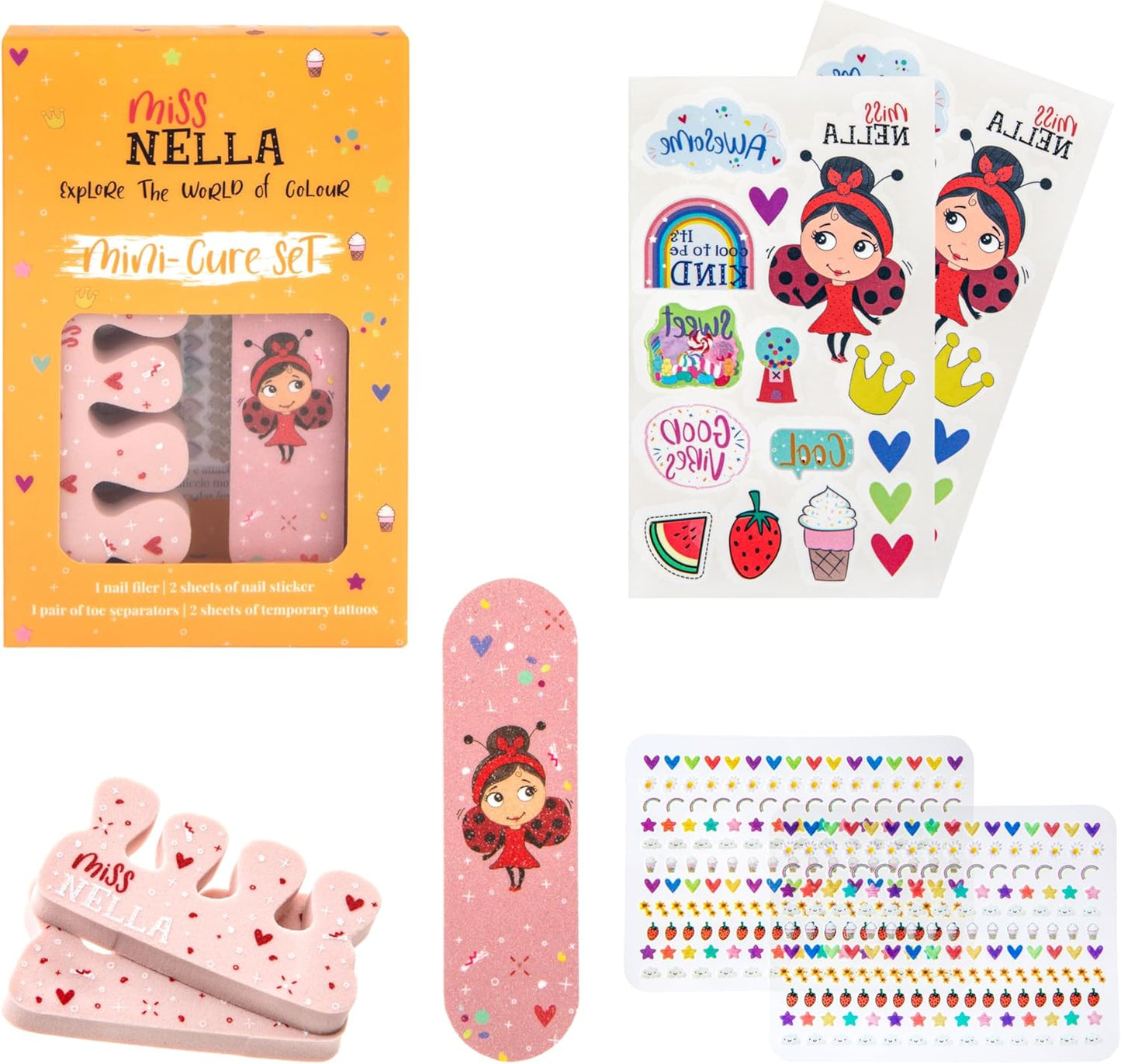 MISS NELLA Kids Makeup & Nail Polish Set for Little Girly Girls, Safe and Fun Gift - Hypoallergenic, Dermatologically Tested Kid-Friendly, Non-Toxic, Cosmetic Bag Included – Special Edition