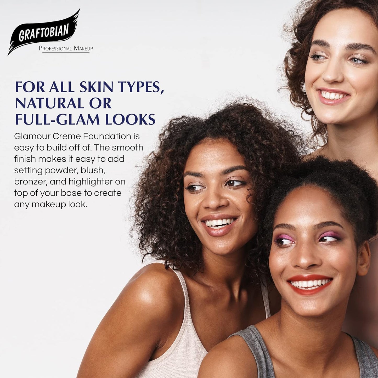 Graftobian HD Glamour Crème Foundation 1/2oz, Weightless Full Coverage Makeup, 65 Inclusive Shades, For All Skin Types, Natural or Full-Glam Looks, For Professionals and Beginners, Porcelain