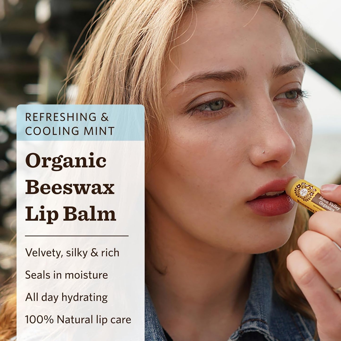 MOON VALLEY ORGANICS Organic Herbal Lip Balm Mint Vanilla, 0.15 OZ