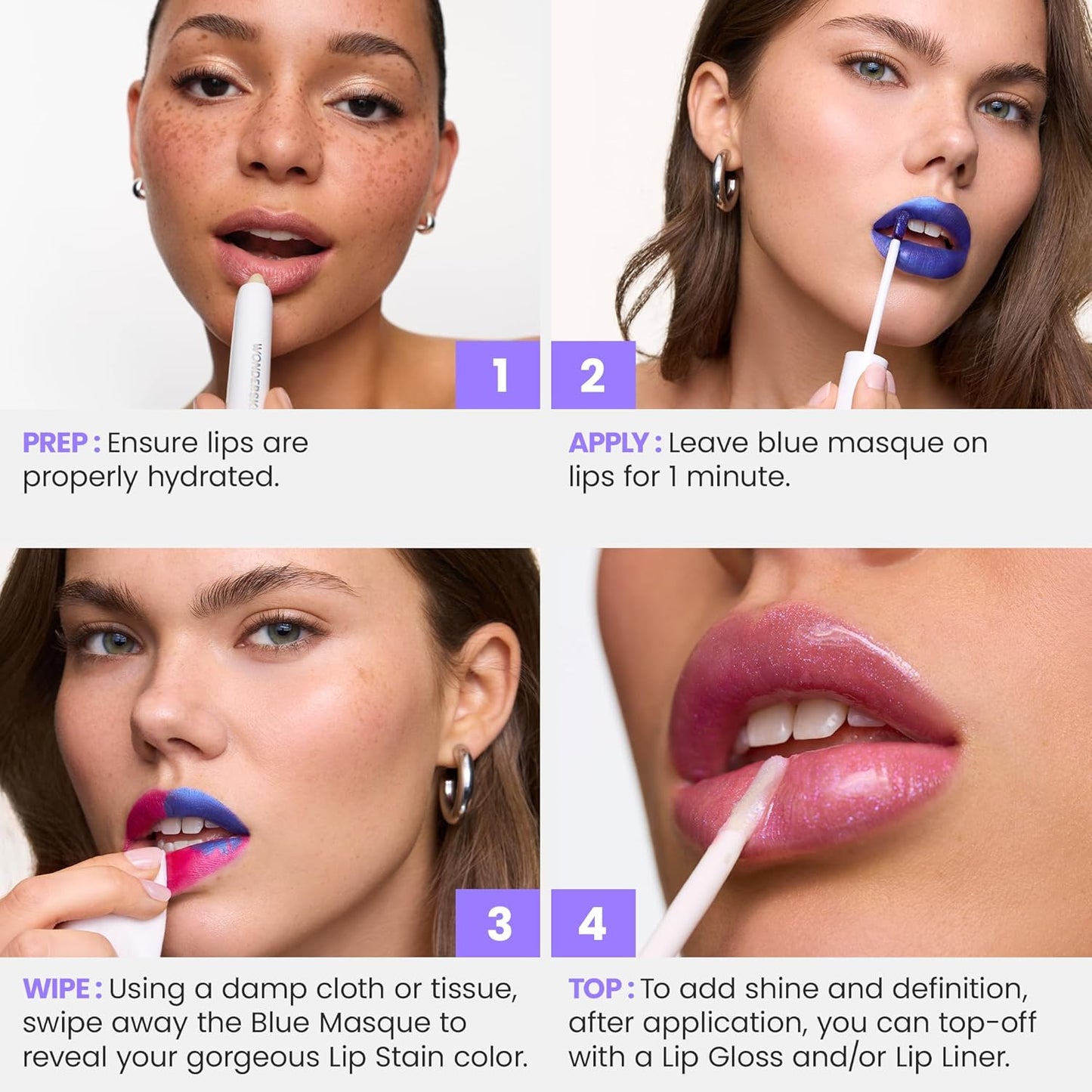 Wonderskin Wonder Blading All Day Lip Stain Peel Off Masque - Long Lasting, Waterproof and Transfer Proof Pink Lip Tint, Matte Finish Peel Off Makeup (First Kiss Masque)